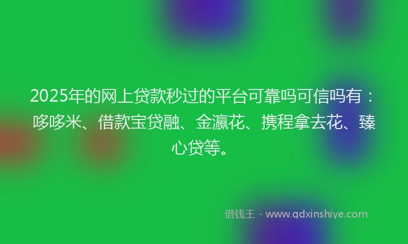 2025年的网上贷款秒过的平台可靠吗可信吗有：哆哆米、借款宝贷融、金瀛花、携程拿去花、臻心贷等。
