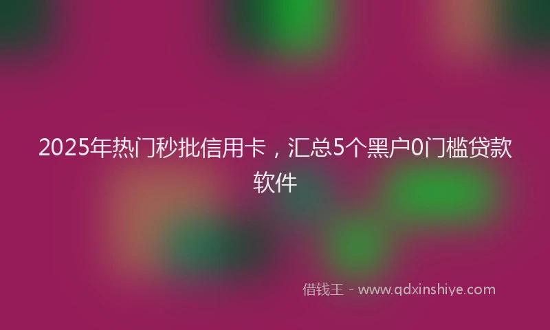 2025年热门秒批信用卡，汇总5个黑户0门槛贷款软件