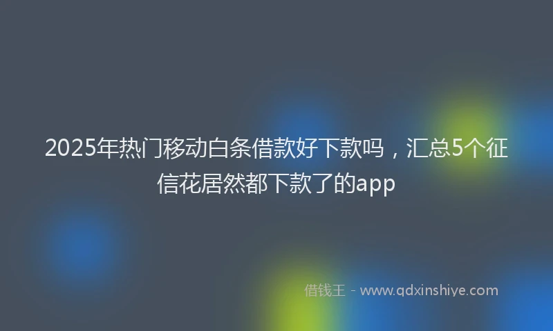 2025年热门移动白条借款好下款吗，汇总5个征信花居然都下款了的app