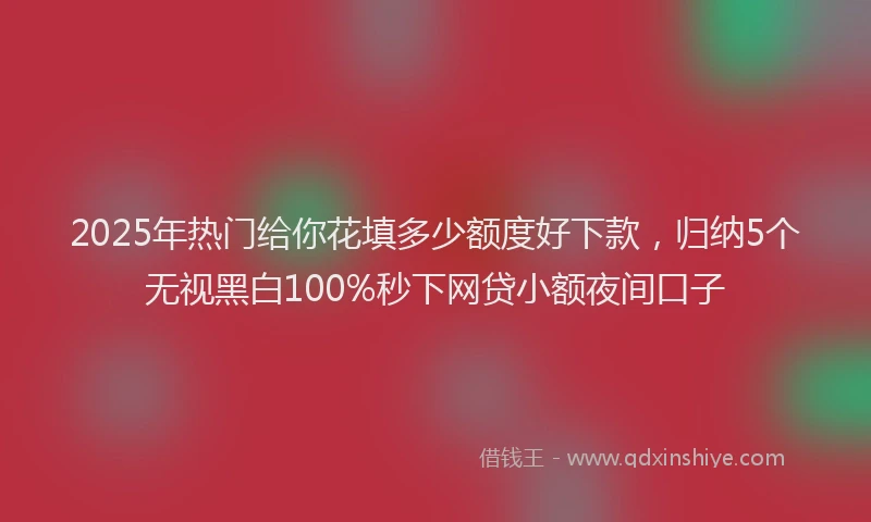 2025年热门给你花填多少额度好下款，归纳5个无视黑白100%秒下网贷小额夜间口子