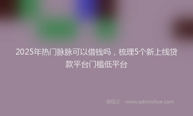 2025年热门脉脉可以借钱吗，梳理5个新上线贷款平台门槛低平台