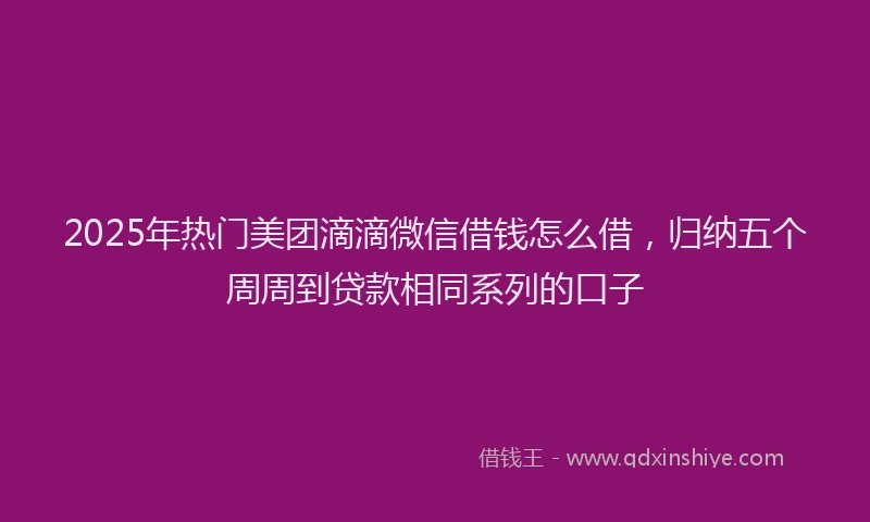 2025年热门美团滴滴微信借钱怎么借，归纳五个周周到贷款相同系列的口子