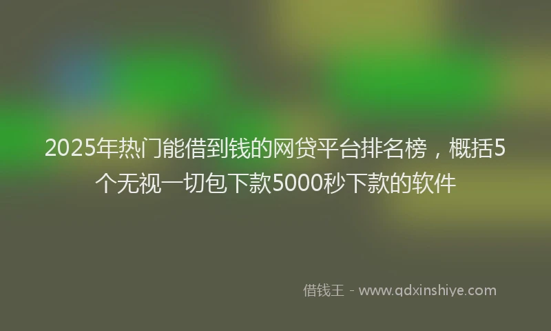 2025年热门能借到钱的网贷平台排名榜，概括5个无视一切包下款5000秒下款的软件