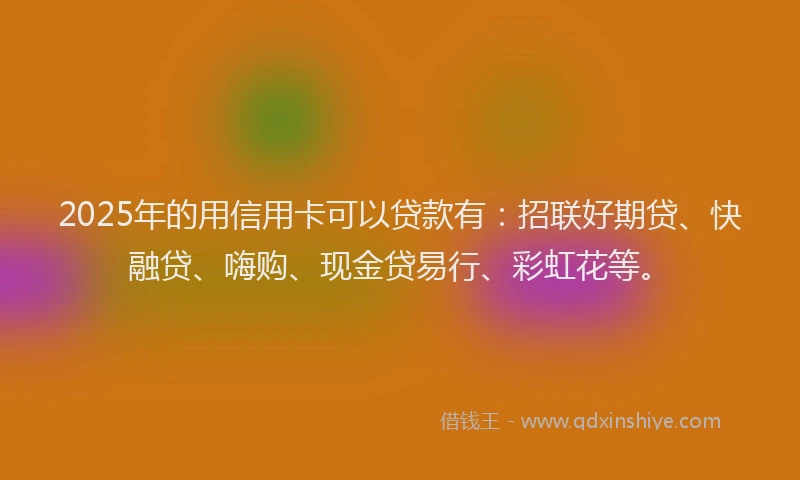 2025年的用信用卡可以贷款有:招联好期贷、快融贷、嗨购、现金贷易行、彩虹花等。