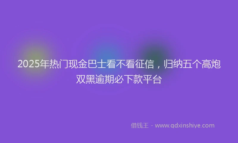 2025年热门现金巴士看不看征信，归纳五个高炮双黑逾期必下款平台