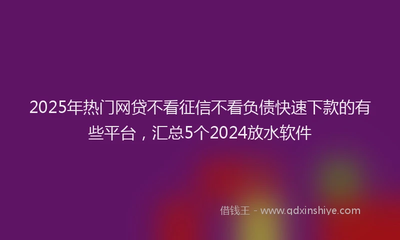 2025年热门网贷不看征信不看负债快速下款的有些平台，汇总5个2024放水软件