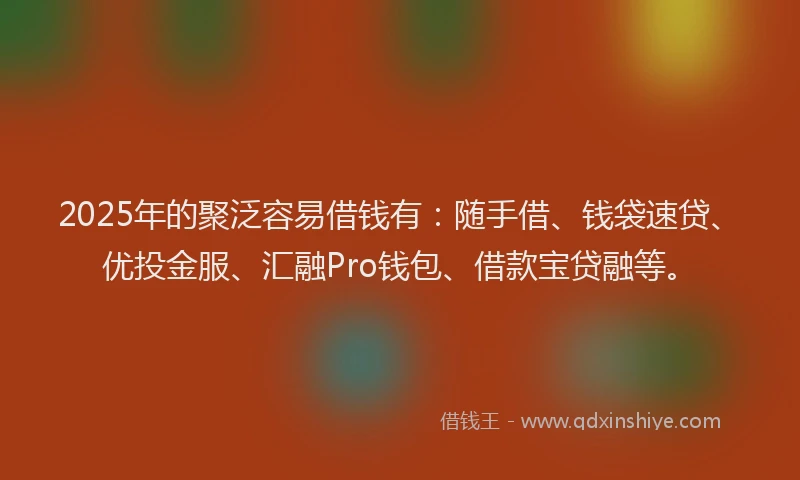 2025年的聚泛容易借钱有：随手借、钱袋速贷、优投金服、汇融Pro钱包、借款宝贷融等。