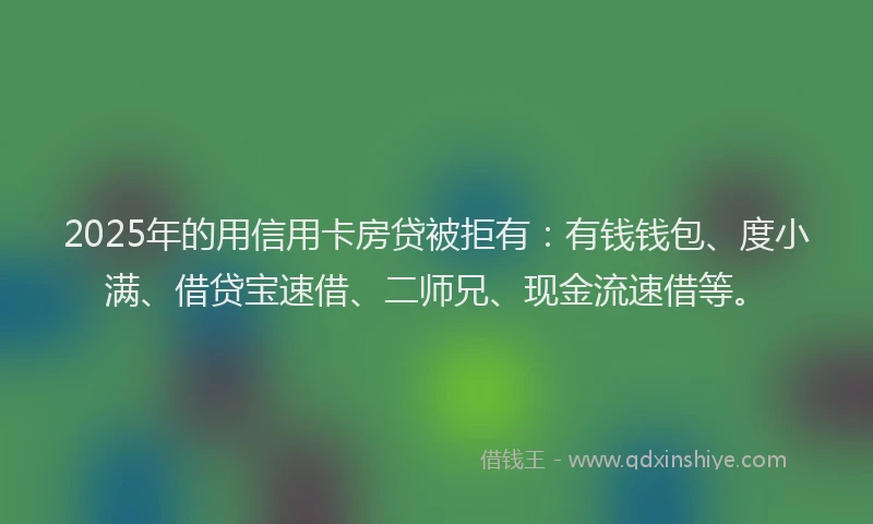 2025年的用信用卡房贷被拒有：有钱钱包、度小满、借贷宝速借、二师兄、现金流速借等。