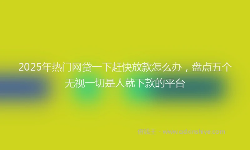 2025年热门网贷一下赶快放款怎么办，盘点五个无视一切是人就下款的平台