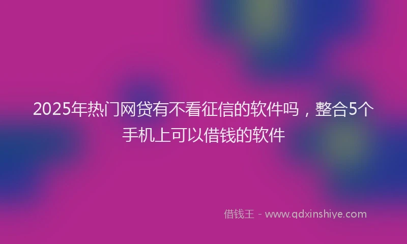 2025年热门网贷有不看征信的软件吗，整合5个手机上可以借钱的软件