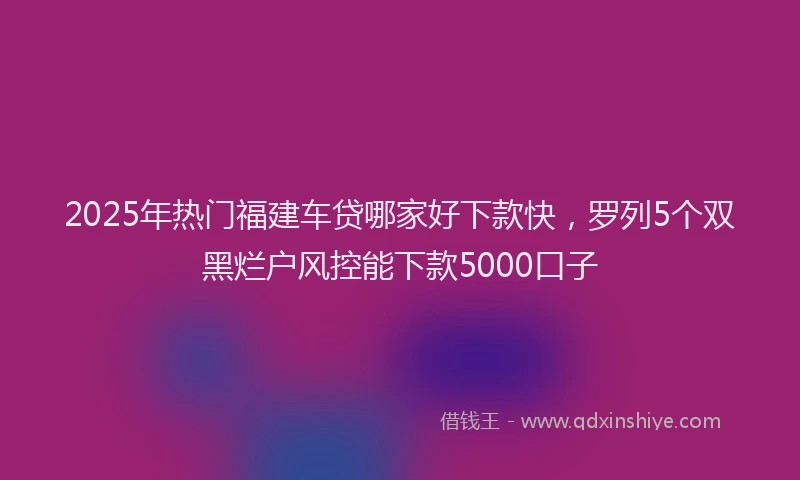 2025年热门福建车贷哪家好下款快,罗列5个双黑烂户风控能下款5000口子