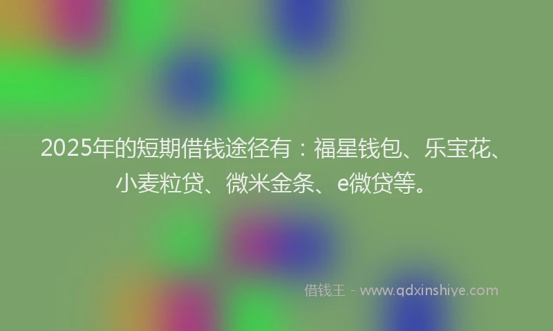2025年的短期借钱途径有：福星钱包、乐宝花、小麦粒贷、微米金条、e微贷等。