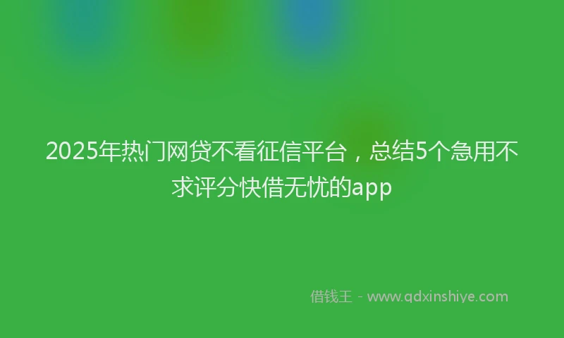 2025年热门网贷不看征信平台，总结5个急用不求评分快借无忧的app