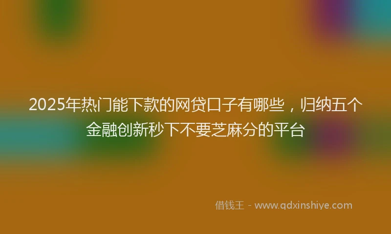 2025年热门能下款的网贷口子有哪些,归纳五个金融创新秒下不要芝麻分的平台