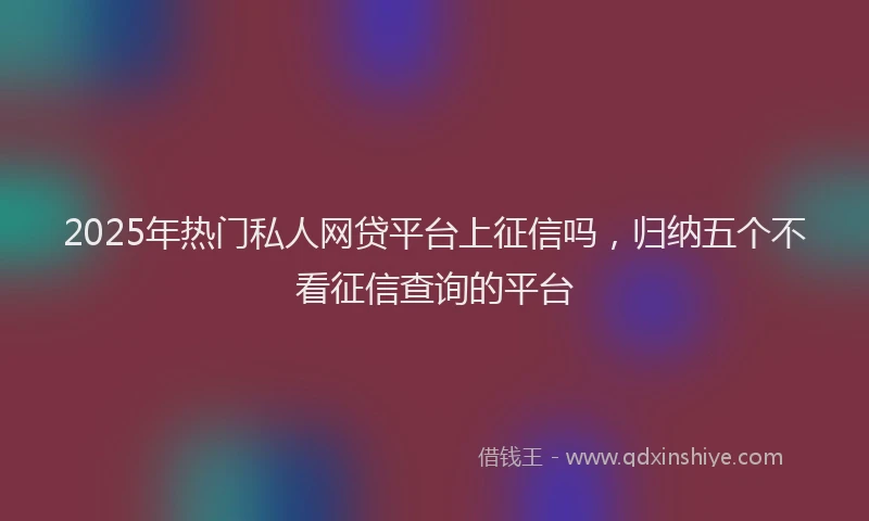 2025年热门私人网贷平台上征信吗，归纳五个不看征信查询的平台