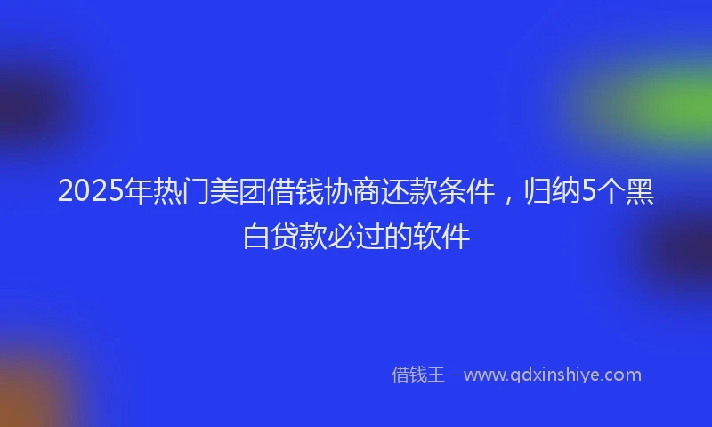 2025年热门美团借钱协商还款条件,归纳5个黑白贷款必过的软件