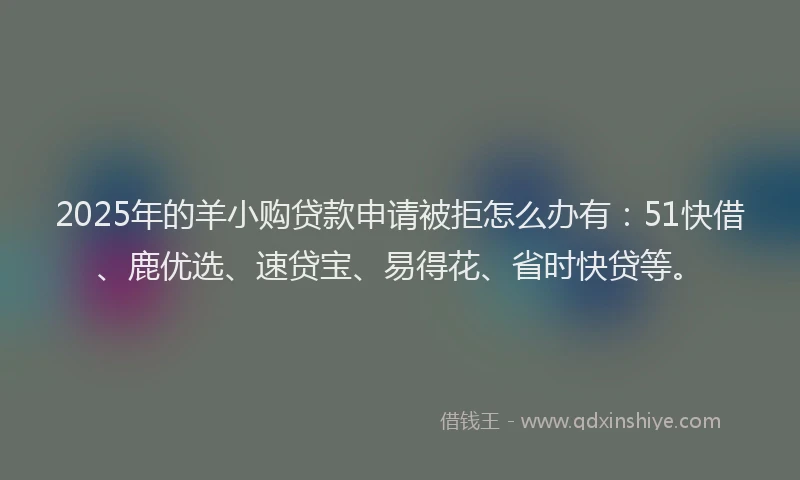 2025年的羊小购贷款申请被拒怎么办有：51快借、鹿优选、速贷宝、易得花、省时快贷等。