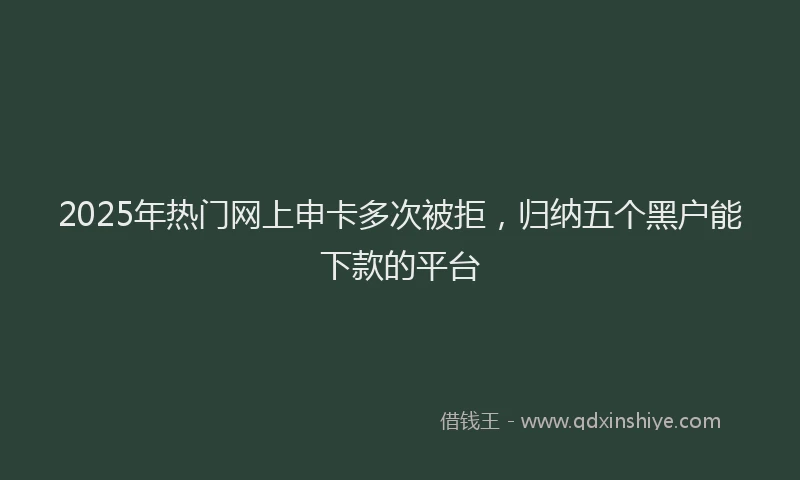 2025年热门网上申卡多次被拒,归纳五个黑户能下款的平台