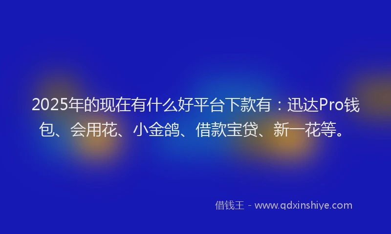 2025年的现在有什么好平台下款有：迅达Pro钱包、会用花、小金鸽、借款宝贷、新一花等。