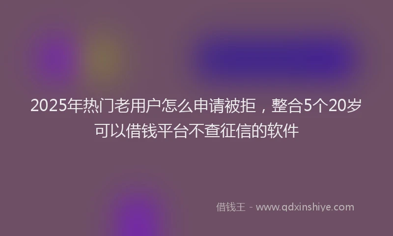 2025年热门老用户怎么申请被拒,整合5个20岁可以借钱平台不查征信的软件
