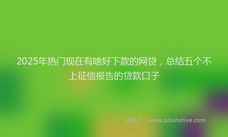 2025年热门现在有啥好下款的网贷，总结五个不上征信报告的贷款口子
