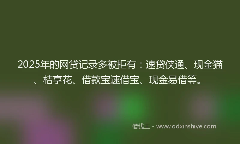 2025年的网贷记录多被拒有：速贷侠通、现金猫、桔享花、借款宝速借宝、现金易借等。