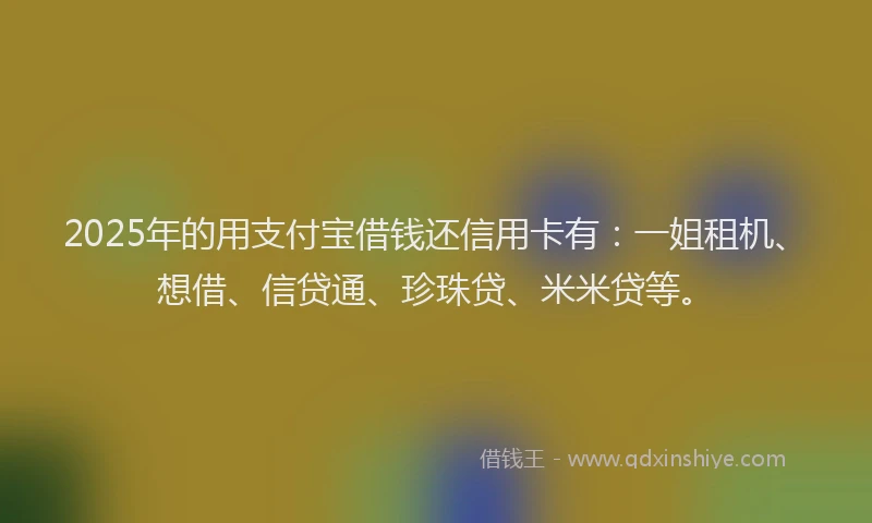 2025年的用支付宝借钱还信用卡有：一姐租机、想借、信贷通、珍珠贷、米米贷等。