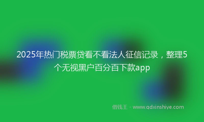 2025年热门税票贷看不看法人征信记录，整理5个无视黑户百分百下款app