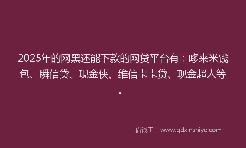 2025年的网黑还能下款的网贷平台有：哆来米钱包、瞬信贷、现金侠、维信卡卡贷、现金超人等。