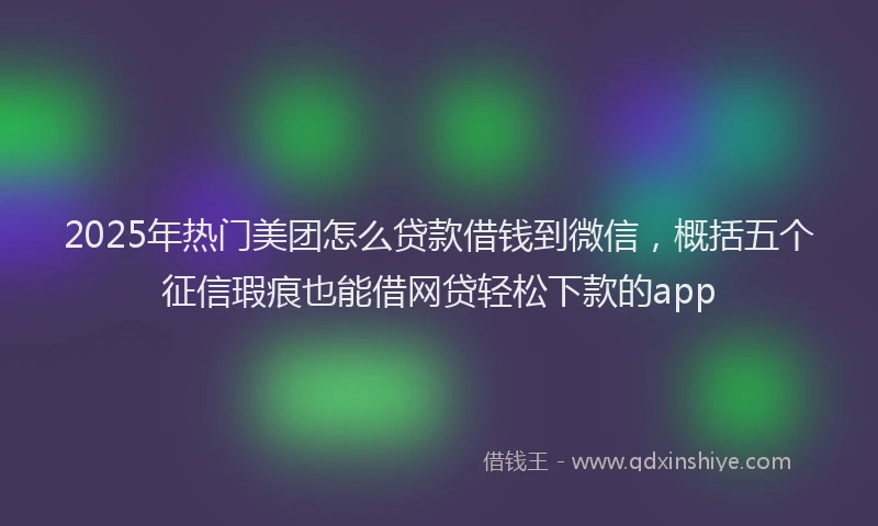 2025年热门美团怎么贷款借钱到微信，概括五个征信瑕疵也能借网贷轻松下款的app