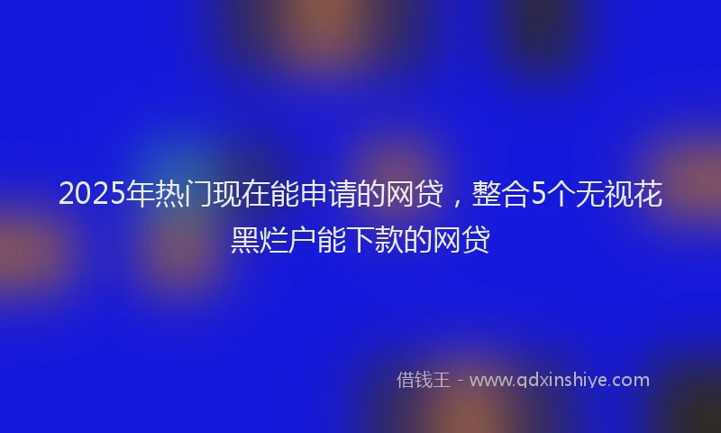 2025年热门现在能申请的网贷，整合5个无视花黑烂户能下款的网贷