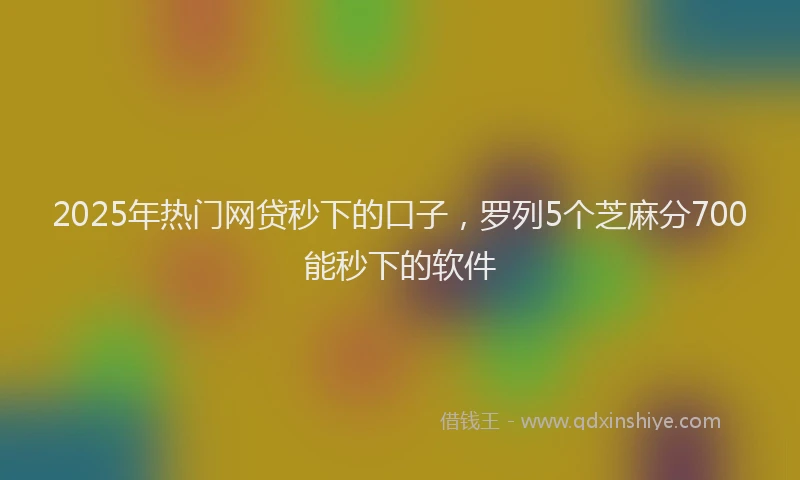 2025年热门网贷秒下的口子,罗列5个芝麻分700能秒下的软件
