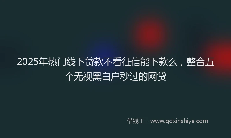 2025年热门线下贷款不看征信能下款么，整合五个无视黑白户秒过的网贷