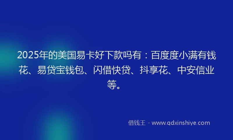 2025年的美国易卡好下款吗有：百度度小满有钱花、易贷宝钱包、闪借快贷、抖享花、中安信业等。