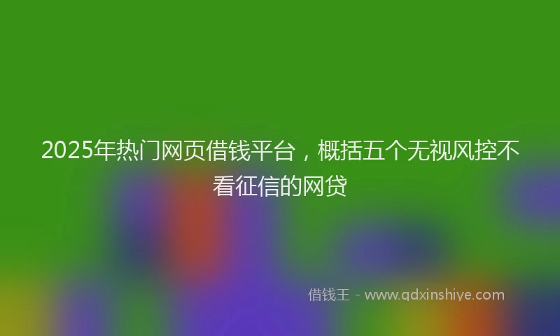 2025年热门网页借钱平台，概括五个无视风控不看征信的网贷