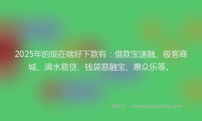 2025年的现在啥好下款有：借款宝速融、极客商城、滴水易贷、钱袋易融宝、惠众乐等。