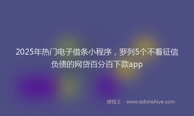 2025年热门电子借条小程序，罗列5个不看征信负债的网贷百分百下款app