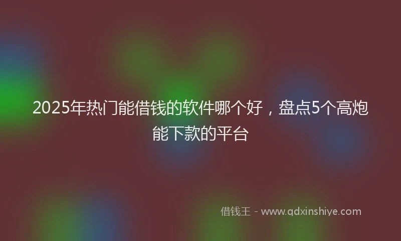 2025年热门能借钱的软件哪个好，盘点5个高炮能下款的平台