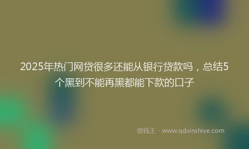 2025年热门网贷很多还能从银行贷款吗，总结5个黑到不能再黑都能下款的口子