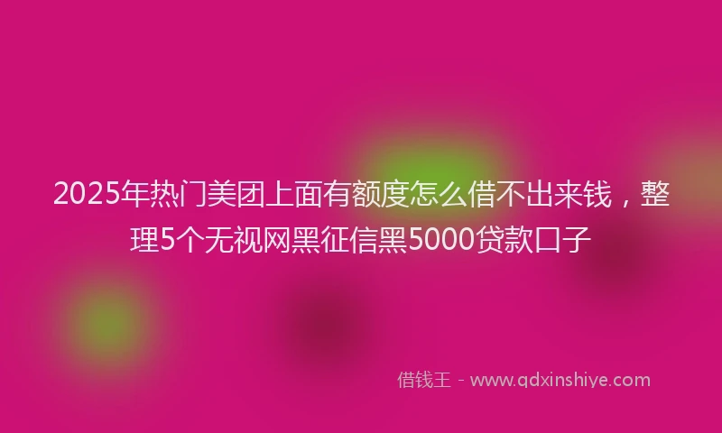 2025年热门美团上面有额度怎么借不出来钱，整理5个无视网黑征信黑5000贷款口子