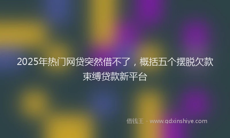 2025年热门网贷突然借不了，概括五个摆脱欠款束缚贷款新平台