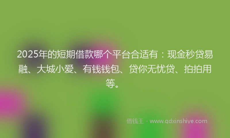 2025年的短期借款哪个平台合适有：现金秒贷易融、大城小爱、有钱钱包、贷你无忧贷、拍拍用等。