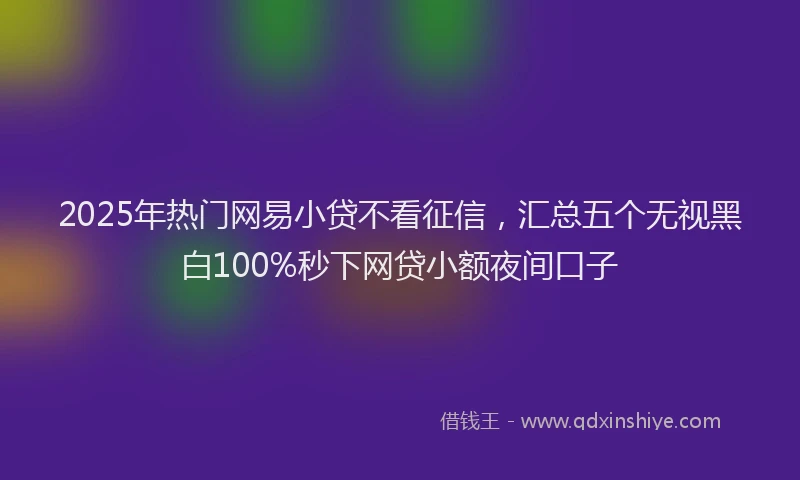 2025年热门网易小贷不看征信，汇总五个无视黑白100%秒下网贷小额夜间口子