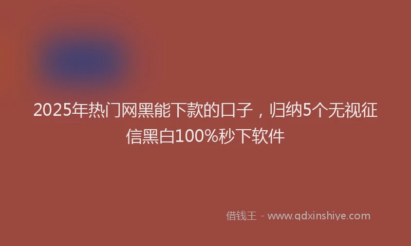 2025年热门网黑能下款的口子，归纳5个无视征信黑白100%秒下软件