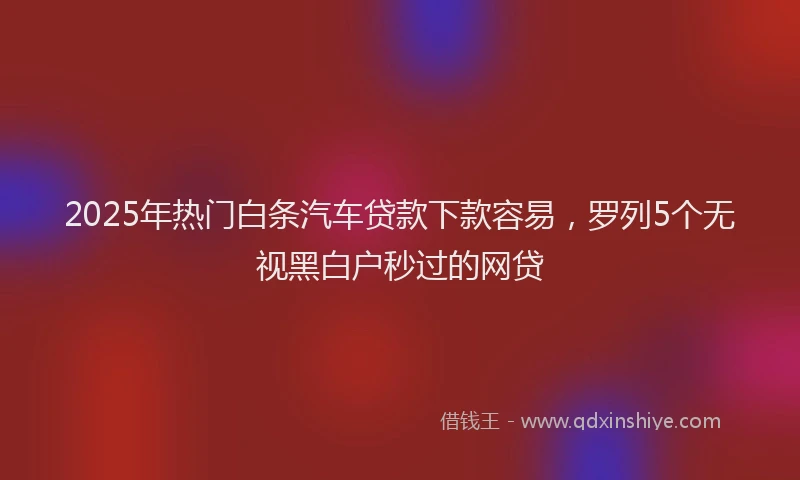 2025年热门白条汽车贷款下款容易，罗列5个无视黑白户秒过的网贷