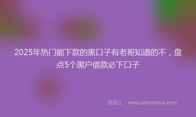 2025年热门能下款的黑口子有老哥知道的不，盘点5个黑户借款必下口子