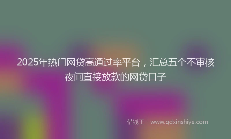 2025年热门网贷高通过率平台，汇总五个不审核夜间直接放款的网贷口子