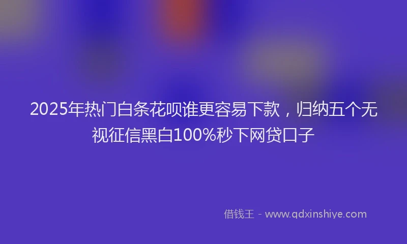 2025年热门白条花呗谁更容易下款,归纳五个无视征信黑白100%秒下网贷口子
