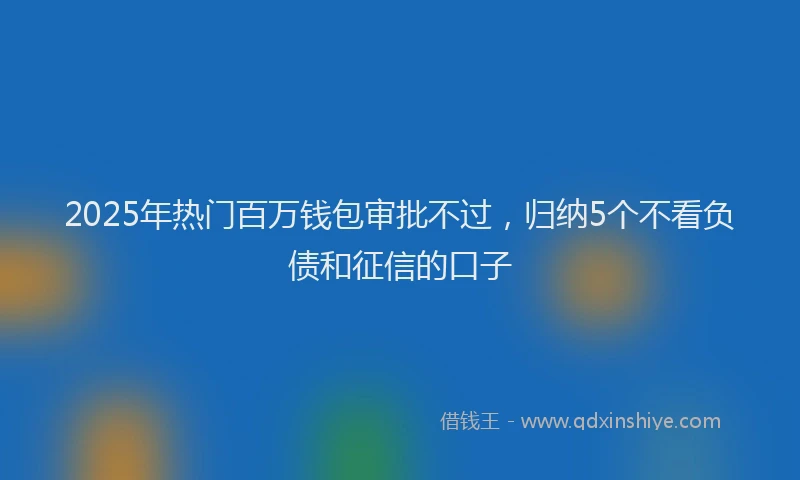 2025年热门百万钱包审批不过，归纳5个不看负债和征信的口子