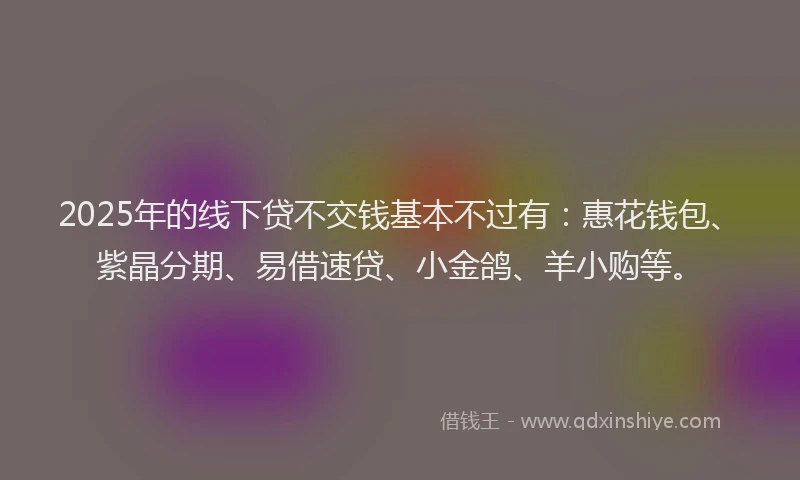 2025年的线下贷不交钱基本不过有：惠花钱包、紫晶分期、易借速贷、小金鸽、羊小购等。